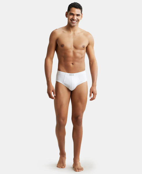 Jockey Cotton Rib Solid Brief with StayFresh Treatment | White | Pack of 2