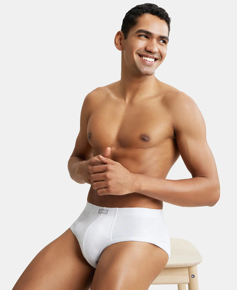 Jockey Cotton Rib Solid Brief with StayFresh Treatment | White | Pack of 2