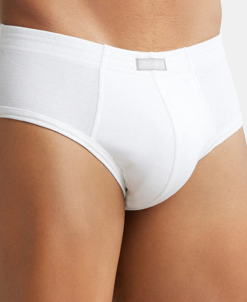 Jockey Cotton Rib Solid Brief with StayFresh Treatment | White | Pack of 2
