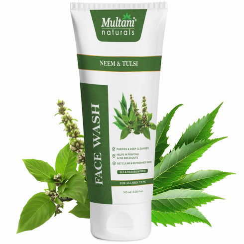 Multani Pharmaceuticals Limited Multani Naturals Neem & Tulsi Face Wash I Face Cleanser Clinically & Dermatologically Tested Herbal Face Wash with Antibacterial & Anti Fungal PropertiesI Paraben Free I Sulphate Free I Kind to All Skin Types