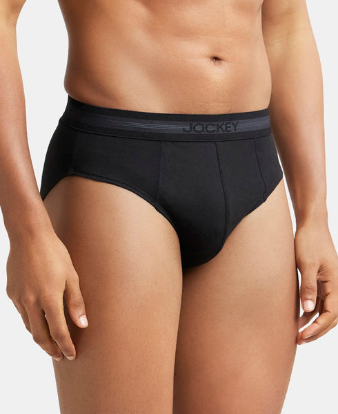 Jockey Cotton Solid Brief with Stay Fresh Treatment | Black | Pack of 2