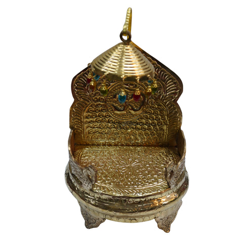 Pure Brass Singhasan with Chatra