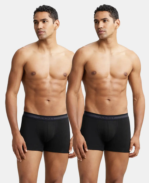 Jockey Cotton Rib Solid Trunk with StayFresh Treatment | Black