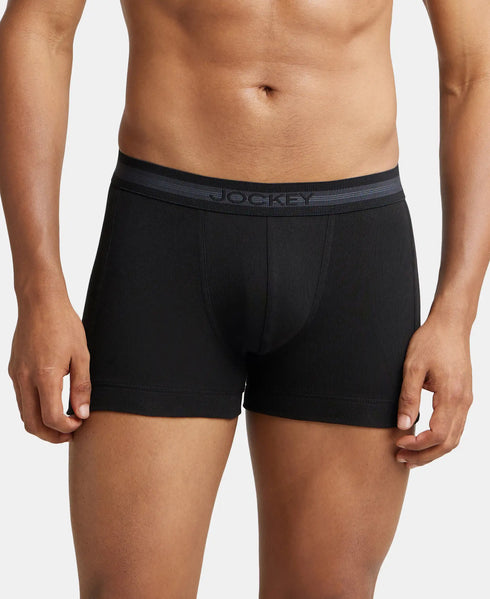 Jockey Cotton Rib Solid Trunk with StayFresh Treatment | Black