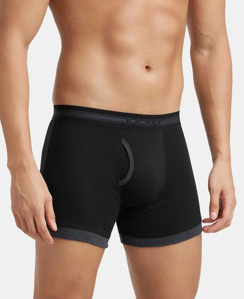 Jockey StayFresh Cotton Rib Boxer Brief | Black & Black Melange