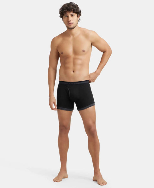Jockey StayFresh Cotton Rib Boxer Brief | Black & Black Melange