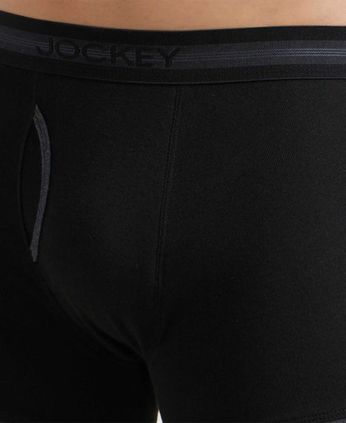 Jockey StayFresh Cotton Rib Boxer Brief | Black & Black Melange