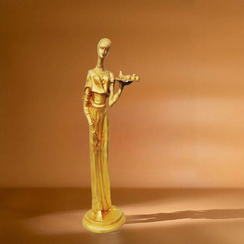 Brass Lady With Fruits Statue 2.84Kg