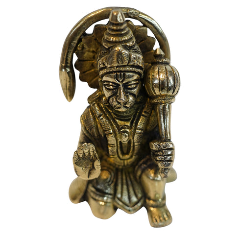 Brass Sitting Hanuman Ji Devotional Idol 486g