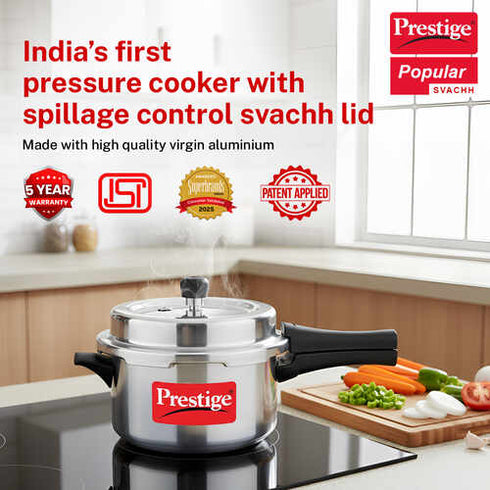 Prestige 4 Litre Aluminium Popular Svachh Outer Lid Pressure Cooker 4 L