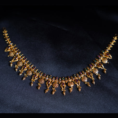 22 Carat Gold Ethnic Antique Necklace 20.81g by Mahita Collections