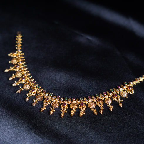 22 Carat Gold Ethnic Antique Necklace 20.81g by Mahita Collections