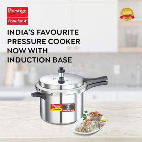 Prestige Popular Plus Virgin Aluminium Gas And Induction Compatible Pressure Cooker 5 L Silver