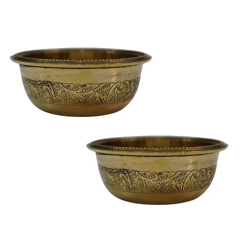 Brass Floral Serving Bowl Set of 2