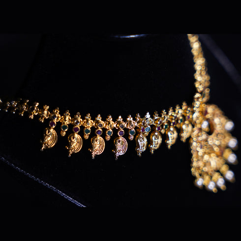22 Carat Gold Matte Finish Ethnic Necklace 24.15g by Mahita Collections