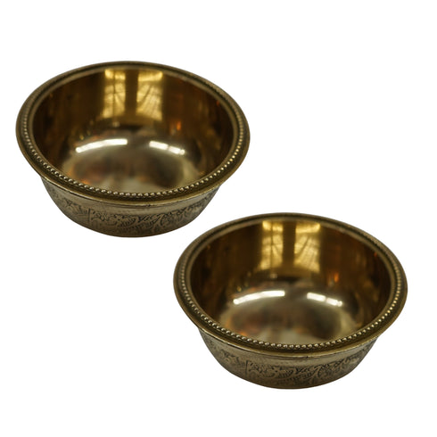 Brass Floral Serving Bowl Set of 2