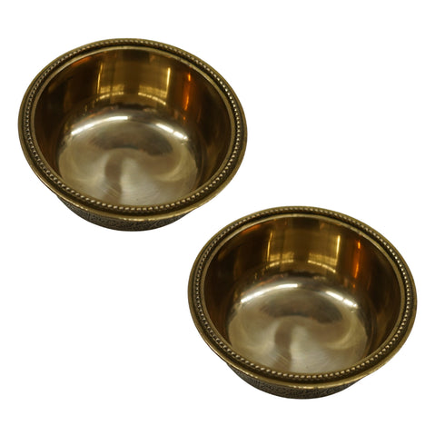 Brass Floral Serving Bowl Set of 2
