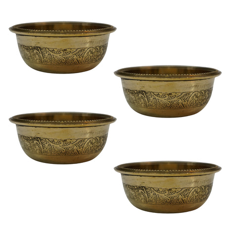 Brass Floral Serving Bowl Set of 4