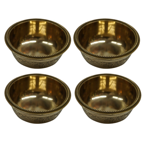 Brass Floral Serving Bowl Set of 4