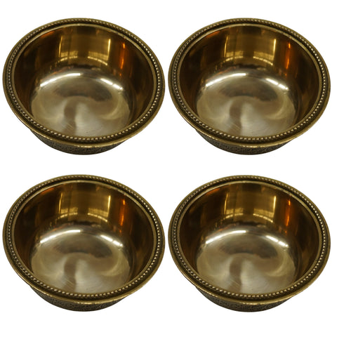 Brass Floral Serving Bowl Set of 4
