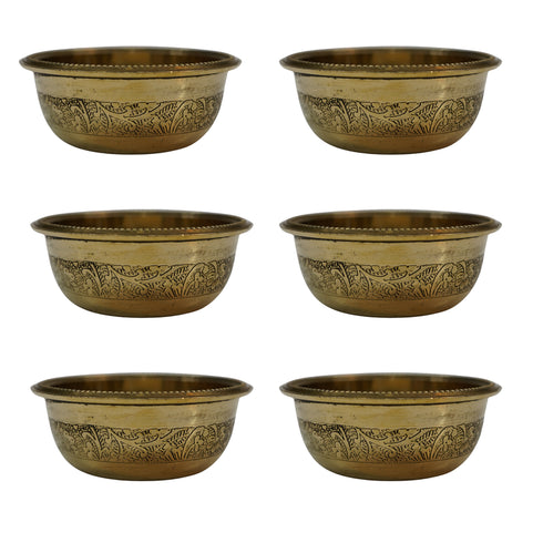 Brass Floral Serving Bowl Set of 6