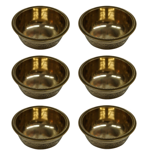 Brass Floral Serving Bowl Set of 6
