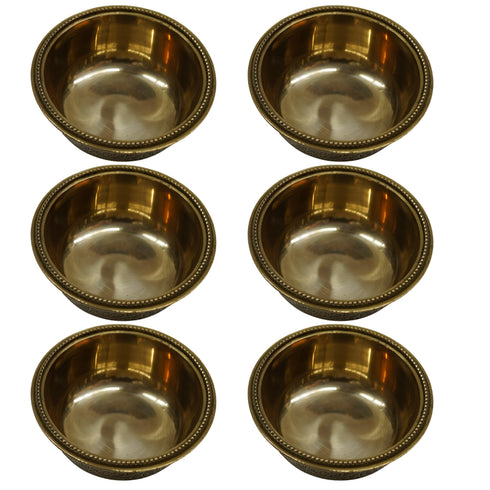 Brass Floral Serving Bowl Set of 6