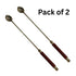 Brass Hawan Spoon with Wooden Handle Set of 2