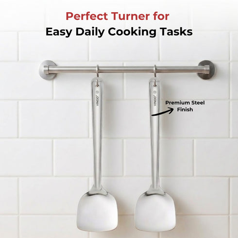 Vinod Stainless Steel Basting Turner Khurpa Cooking Palta Turner Set of 2 34 cm Highest Grade Stainless Steel Rust Free Dishwasher Safe No 5