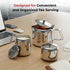 Vinod Stainless Steel 3 Piece Large Tea Set 1000 ml Tea Pot 250 ml Milk Pot 250 ml Sugar Pot Highest Grade Steel Mirror Finish Dishwasher Safe