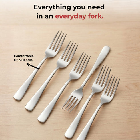 Vinod Aero Stainless Steel Dinner Fork Set of 12 Piece Heavy Gauge Steel Mirror Finish Rust Free Tough Strong and Durable