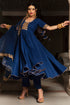 Pomcha Jaipur Minakari Blue Cotton Anarkali Set With Embroidery Lace Soft Net Dupatta