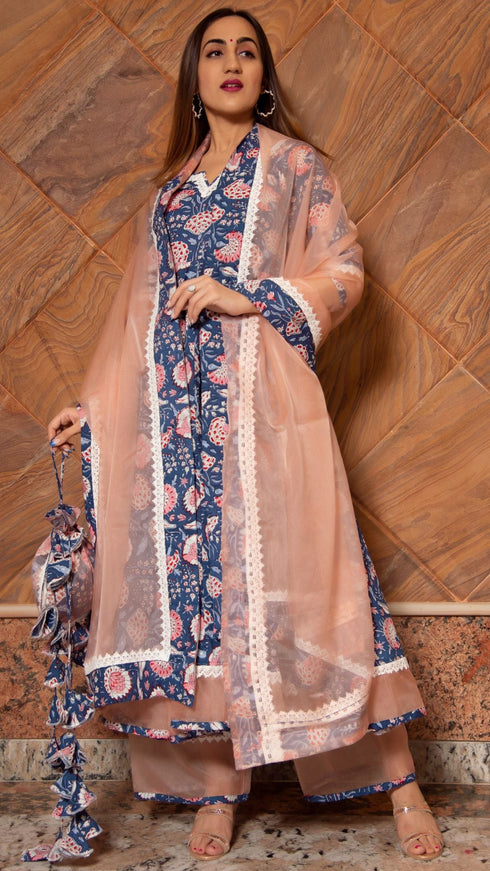 Pomcha Jaipur Ambar Cotton Anarkali Set