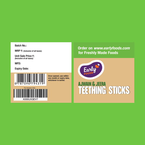 Early Foods Pack of 2 Ajwain Teething Sticks