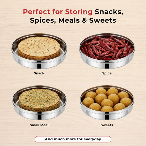 Vinod Stainless Steel Papad Dabba with Mirror Finish Tough and Strong Build Rust Free Easy to Clean and Dishwasher Safe 9.5 Inch No 14