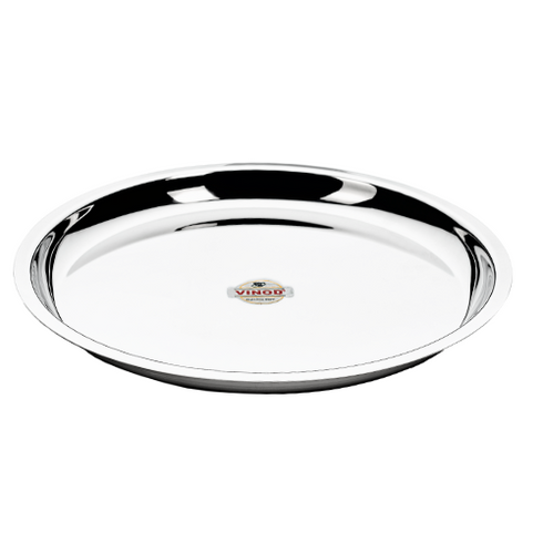 Vinod Stainless Steel New Tat Dinner Plate Set of 4 28.5 cm Highest Grade Stainless Steel Mirror Finish and Rust Free