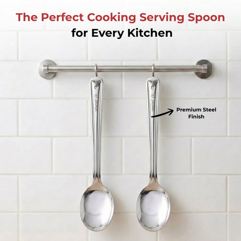 Vinod Stainless Steel Serving Paan Cooking Spoon Set of 2 34 cm Highest Grade Stainless Steel Mirror Finish Rust Free No 5