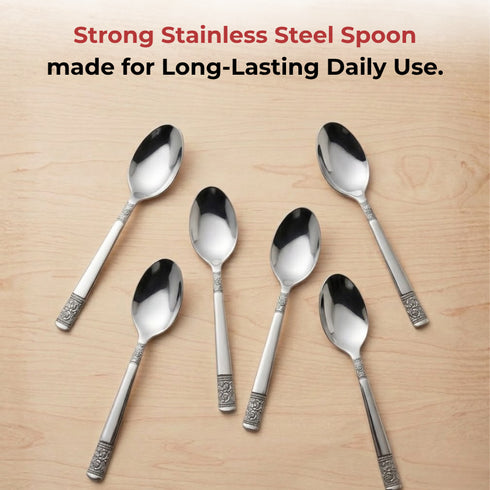 Vinod Moscow Stainless Steel Dessert Spoon Set of 12 Piece Heavy Gauge Steel Mirror Finish Rust Free Tough and Strong Dishwasher safe