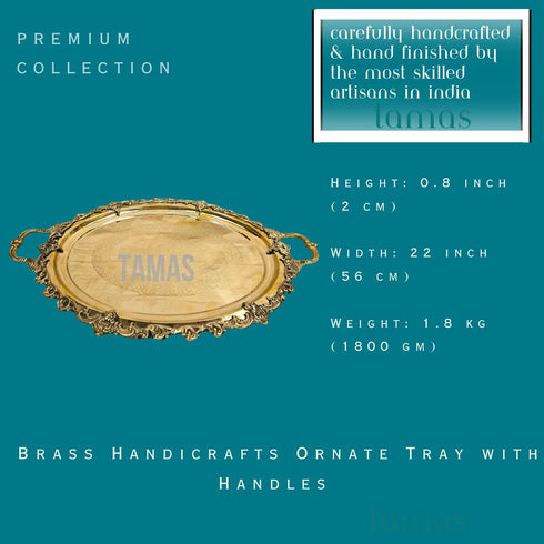 Tamas Brass Handicrafts Ornate Tray with Handles