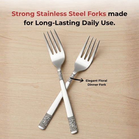 Vinod Moscow Stainless Steel Dinner Fork Set of 12 Piece Heavy Gauge steel Mirror Finish Rust Free Tough Strong and Durable