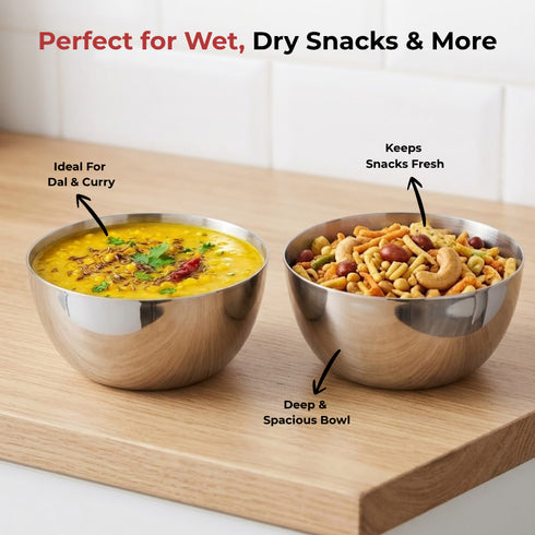 Vinod Stainless Steel Two Tone Bowl Set of 12 Pieces 200 ml Highest grade Steel Tough and Strong Build Rust Free and Dishwasher Safe