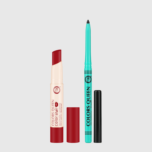 Colors Queen Color Stay Non-Transfer Lipstick and Bold Eyes Auto Kajal Combo
