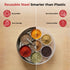 Vinod Stainless Steel Masala Dabba Spice Box with 7 Containers Spoon and Inner Lid Mirror Finish Rust Free Strong Build No 11