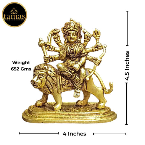 Tamas Brass Durga Mata with Lion Statue/Idol