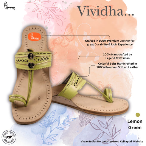 Vhaanfootwear Lemon Green Color Ladies Kolhapuri Chappal