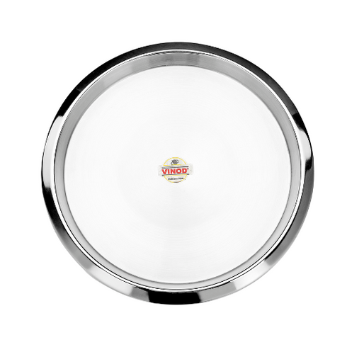 Vinod Stainless Steel Two Tone Plate Set of 6 29.5 cm Lunch Plate Dinner Plate High Grade Stainless Steel Mirror Finish Rust Free