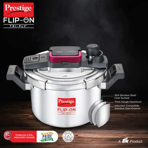 Prestige Flip-on Tri-ply Stainless Steel Pressure Cooker 3 L