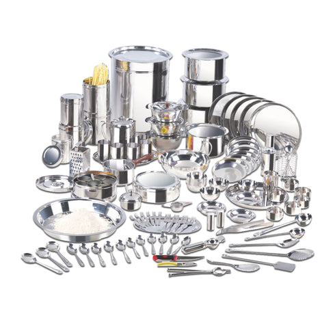 Vinod 114 Pieces Griha Pravesh Kitchen Set Ideal Gift Choice for Anniversaries Weddings and for Giveaways to your Family