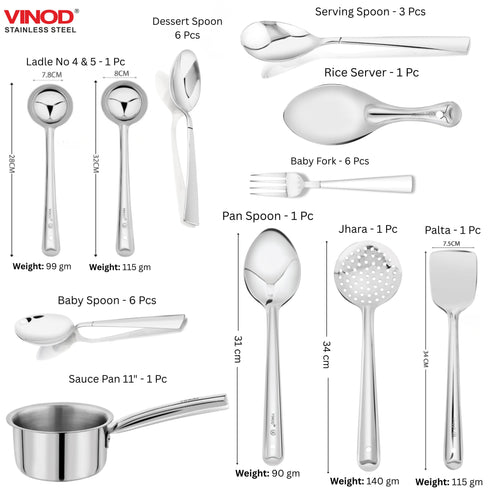 Vinod 114 Pieces Griha Pravesh Kitchen Set Ideal Gift Choice for Anniversaries Weddings and for Giveaways to your Family