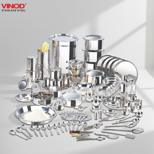 Vinod 114 Pieces Griha Pravesh Kitchen Set Ideal Gift Choice for Anniversaries Weddings and for Giveaways to your Family